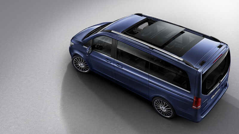 V-Klasse EXCLUSIVE – Exterieur, cavansitblau metallic, Panorama-Dach